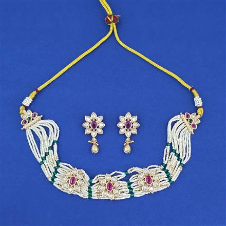 Kundan Moti Necklace With Carat Plating