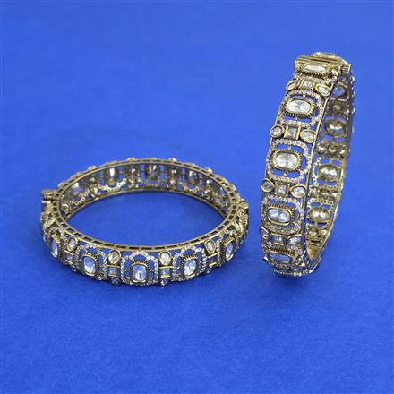 Kundan 2 Pc Openable Bangles with Mehndi Plating