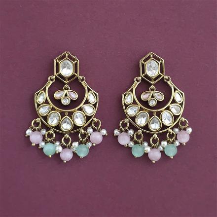 Kundan Classic Earring with Mehndi Plating