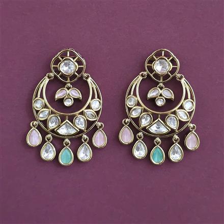 Kundan Classic Earring with Mehndi Plating