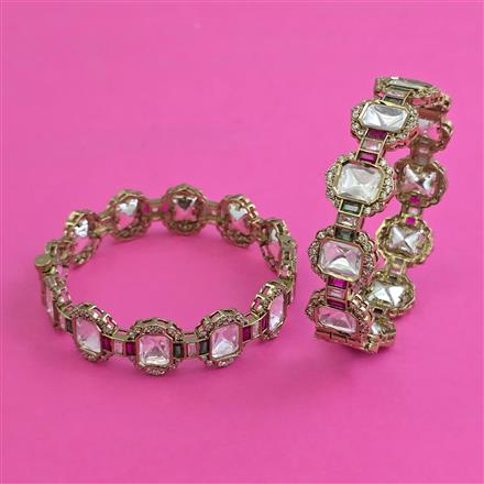 Kundan 2 Pc Openable Bangles with Mehndi Plating