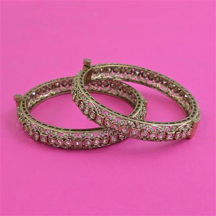 Kundan 2 Pc Openable Bangles with Mehndi Plating