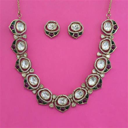 Kundan Classic Necklace with Mehndi Plating