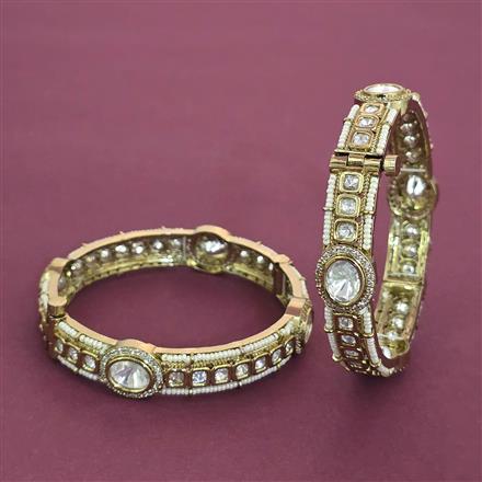 Kundan Pearl Bangles with Mehndi Plating