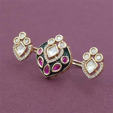 Kundan Adjustable Ring with Carat Plating
