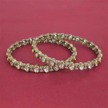 Kundan Delicate Bangles with Mehndi Plating