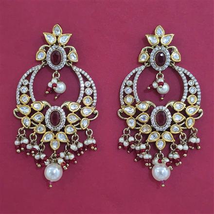 Kundan Pearl Earring with Mehndi Plating