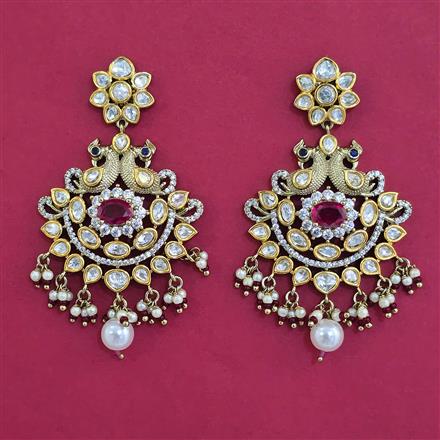 Kundan Birds Earring with Mehndi Plating