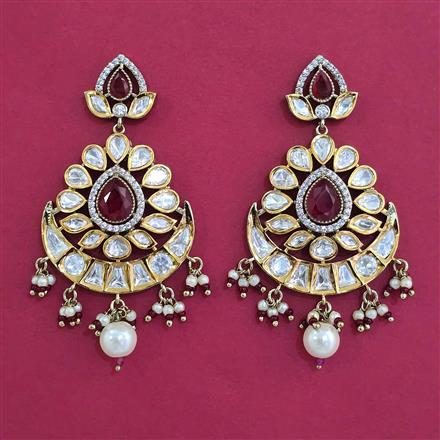 Kundan Chand Earring with Mehndi Plating