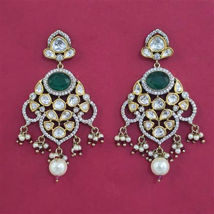 Kundan Pearl Earring with Mehndi Plating