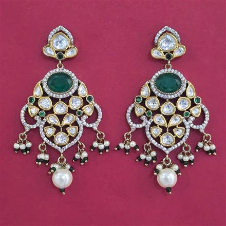 Kundan Pearl Earring with Mehndi Plating