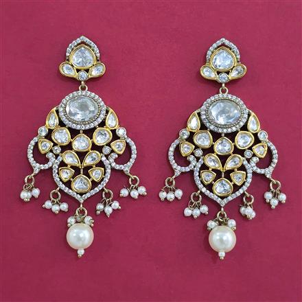 Kundan Pearl Earring with Mehndi Plating