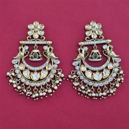 Kundan Birds Earring with Mehndi Plating