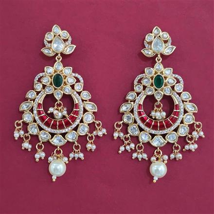 Kundan Chand Earring with Mehndi Plating