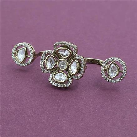 Kundan Classic Ring with Mehndi Plating