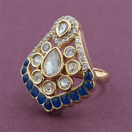 Kundan Adjustable Ring with Carat Plating