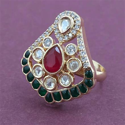 Kundan Adjustable Ring with Carat Plating