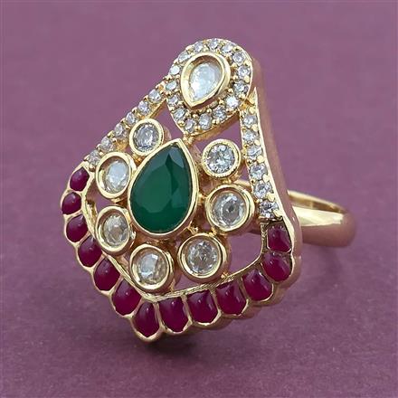 Kundan Adjustable Ring with Carat Plating
