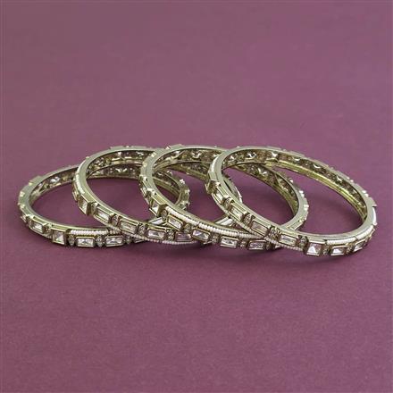 Kundan Pearl Bangles with Mehndi Plating