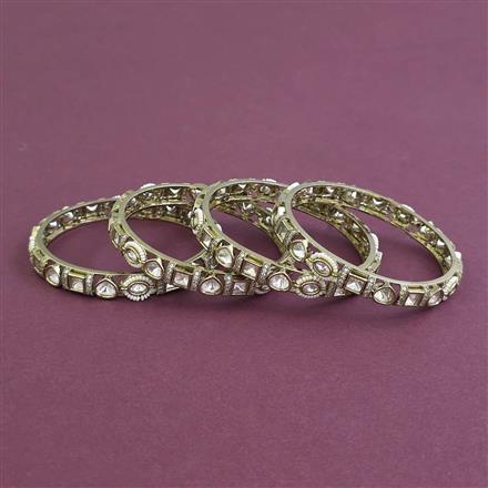 Kundan Pearl Bangles with Mehndi Plating