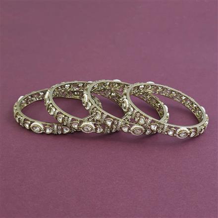 Kundan Pearl Bangles with Mehndi Plating