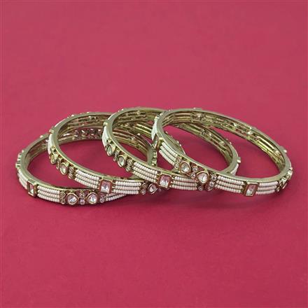 Kundan Pearl Bangles with Mehndi Plating