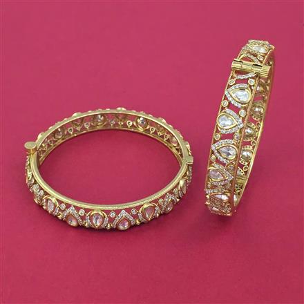 Kundan Openable Bangles with Mehndi Plating