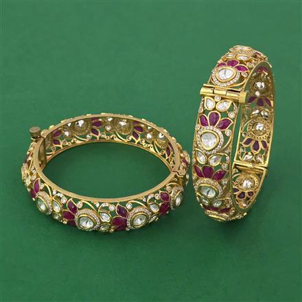 Kundan 2 Pc Openable Bangles with Rajwadi Matte Plating