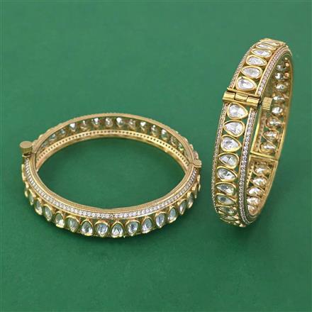 Kundan 2 Pc Openable Bangles with Rajwadi Matte Plating