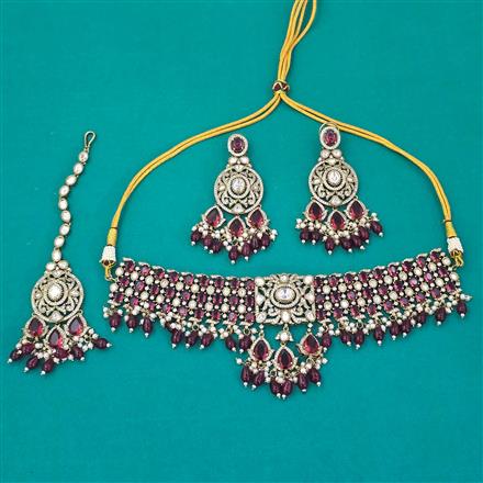 Kundan Choker Necklace with Mehndi Plating