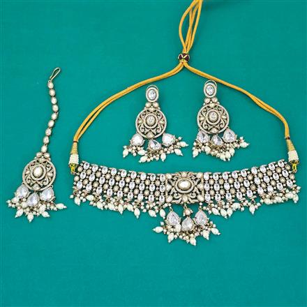 Kundan Choker Necklace with Mehndi Plating