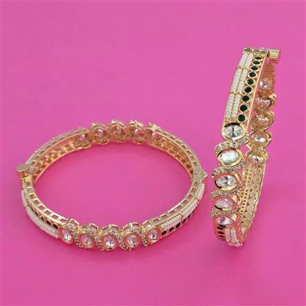 Kundan Pearl Bangles with Carat Plating