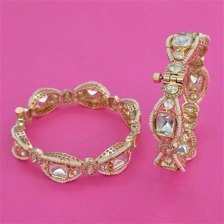 Kundan Pearl Bangles with Carat Plating