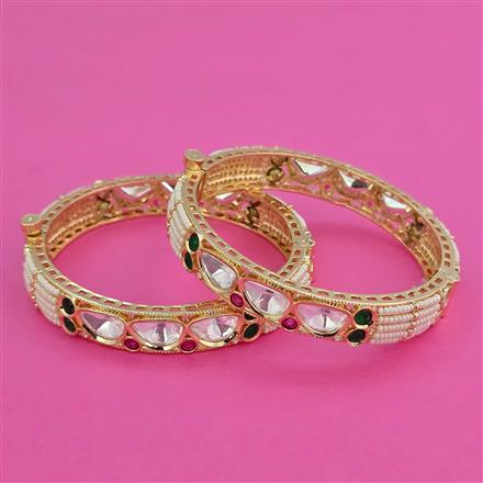 Kundan Pearl Bangles with Carat Plating