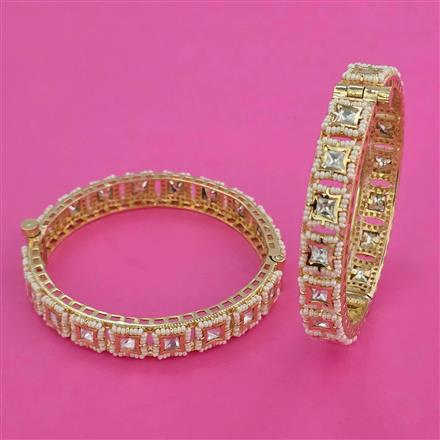 Kundan Pearl Bangles with Carat Plating