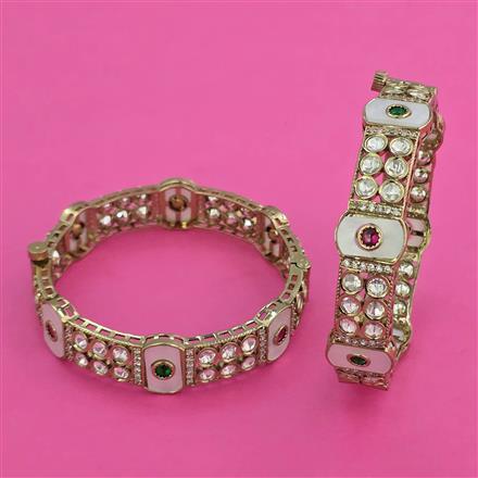 Kundan Openable Bangles with Mehndi Plating