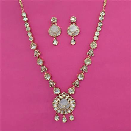 Kundan Mother Of Pearl Necklace with Carat Plating