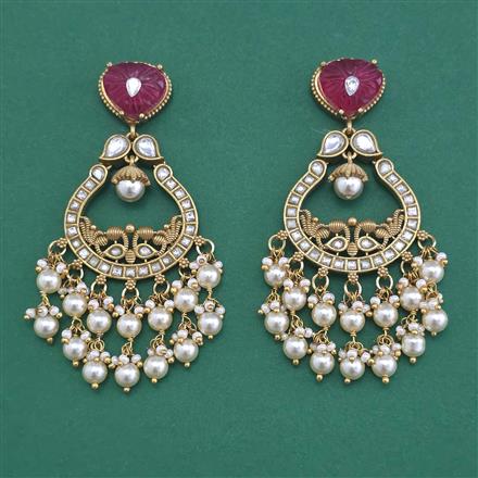 Kundan Pearl Earring with Rajwadi Matte Plating