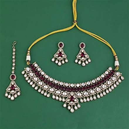 Kundan Classic Necklace with Mehndi Plating