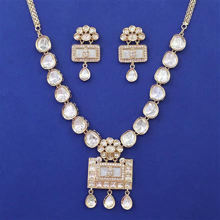 Kundan Mother Of Pearl Necklace with Carat Plating