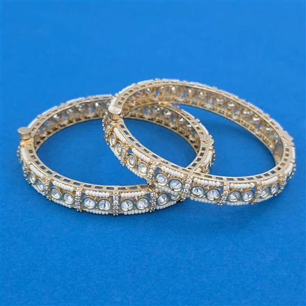 Kundan Pearl Bangles with Carat Plating