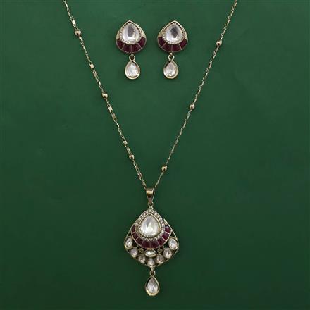 Kundan Classic Pendant Set with Mehndi Plating