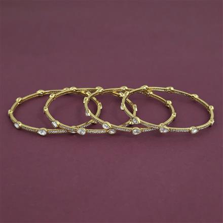 Kundan Delicate Bangles With Gold Plating