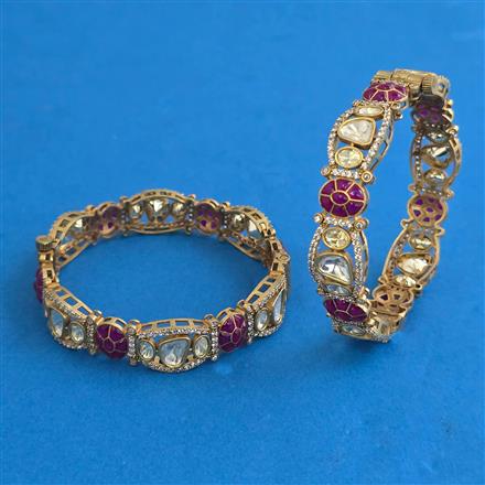 Kundan 2 Pc Openable Bangles with Rajwadi Matte Plating
