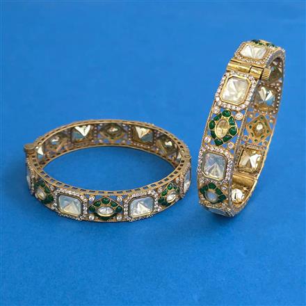 Kundan 2 Pc Openable Bangles with Rajwadi Matte Plating