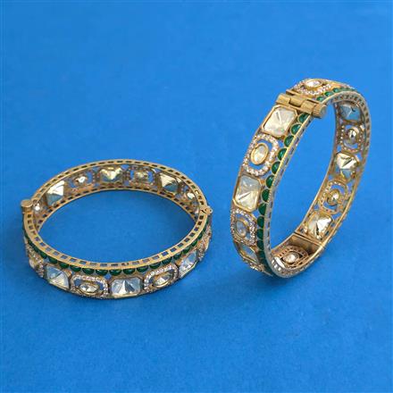 Kundan 2 Pc Openable Bangles with Rajwadi Matte Plating