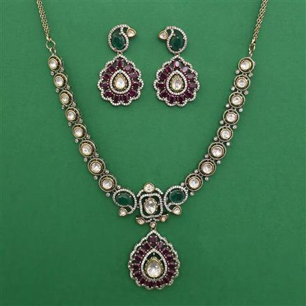 Kundan Classic Necklace with Mehndi Plating
