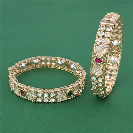 Kundan Openable Bangles With Carat Plating