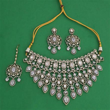 Kundan Mukut Necklace with Mehndi Plating