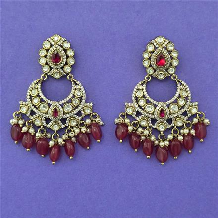 Kundan Pearl Earring with Mehndi Plating